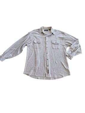 Chereskin Men's Button-Down Light Gray XL Premium Cotton Blend Waffle Knit Shirt